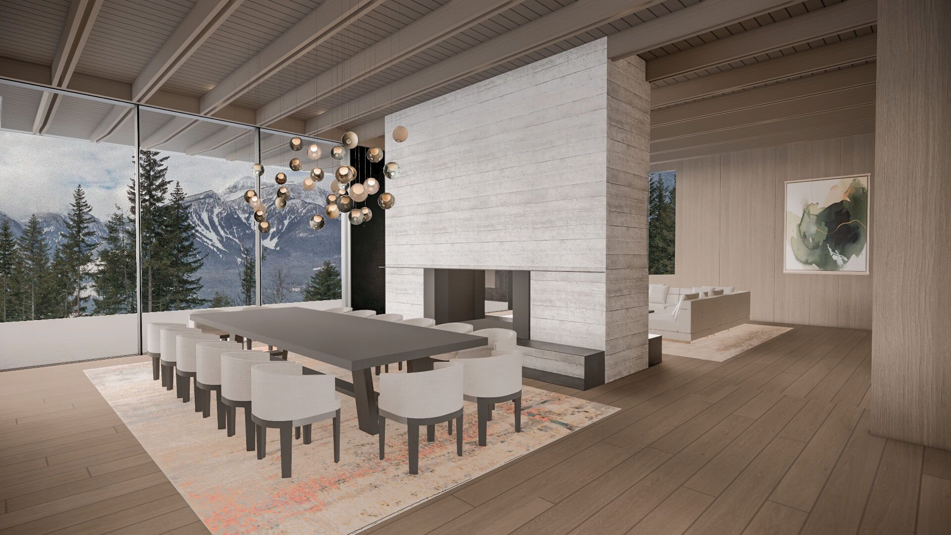 dining area and interior view from ski to sky chalet